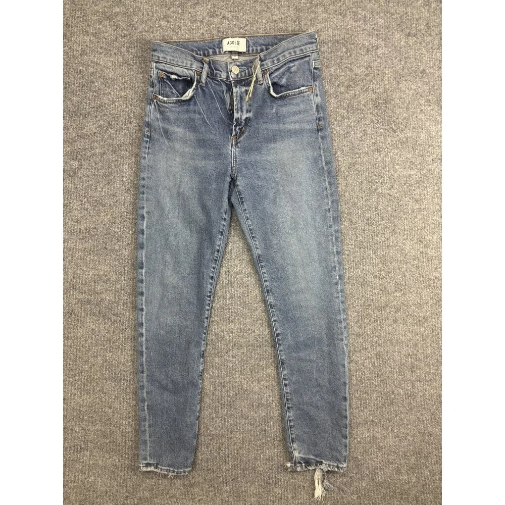AGOLDE Toni Skinny Jeans Womens 26 Blue Medium Wash High Rise Stretch Distressed